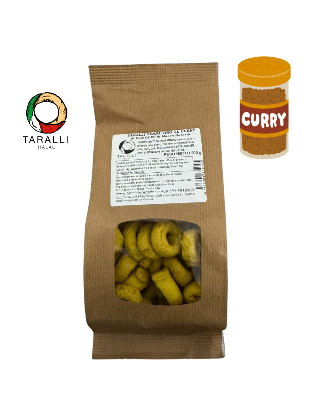 TARALLI SENZA VINO HALAL - CURRY 200 GRAMMI
