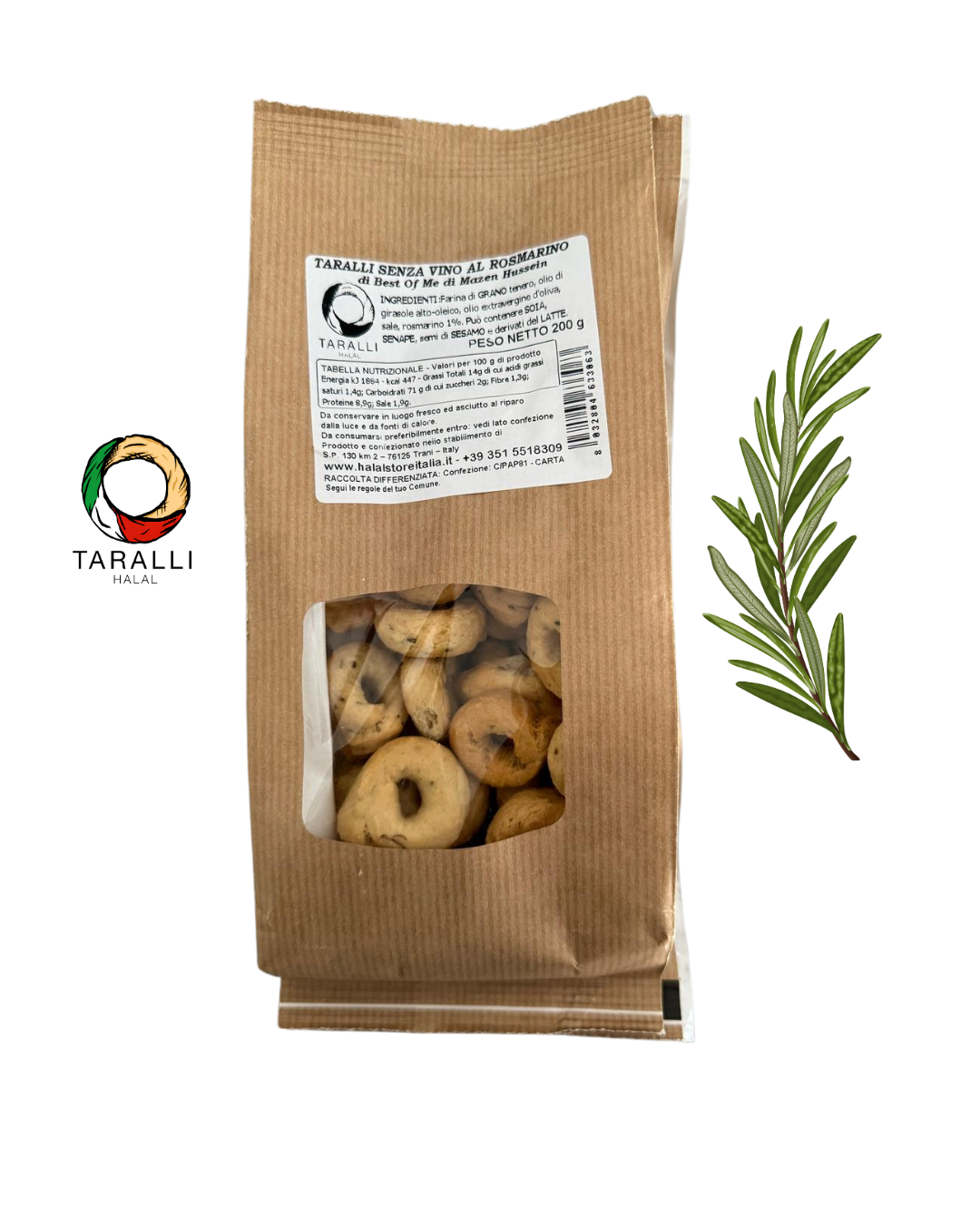 TARALLI SENZA VINO HALAL-  200 GRAMMI ROSMARINO